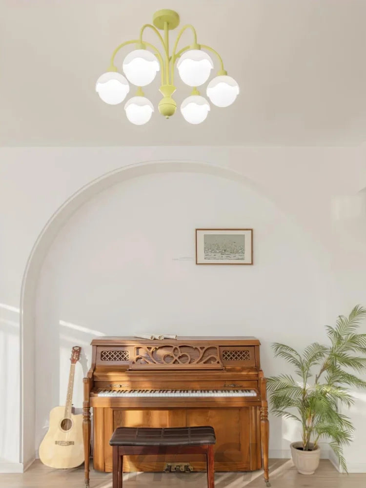 Creamy Lychee Matcha Chandelier with 4/6 heads - Zahara-1-Yiosilamp