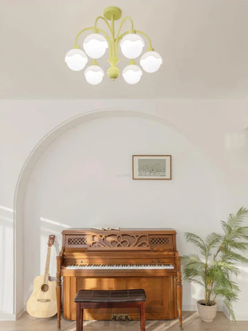 Creamy Lychee Matcha Chandelier with 4/6 heads - Zahara-1-Yiosilamp