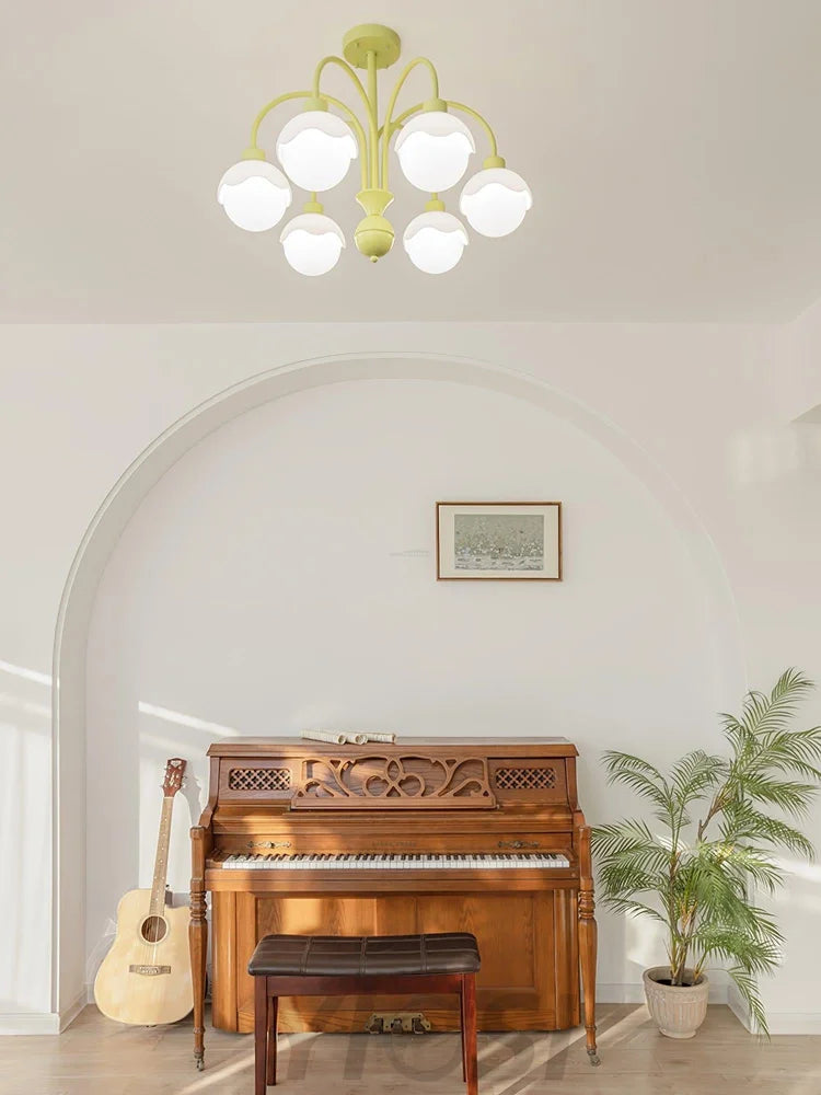 Creamy Lychee Matcha Chandelier with 4/6 heads - Zahara-1-Yiosilamp