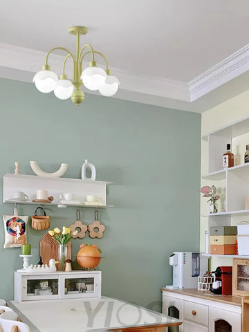 Creamy Lychee Matcha Chandelier with 4/6 heads - Zahara-1-Yiosilamp