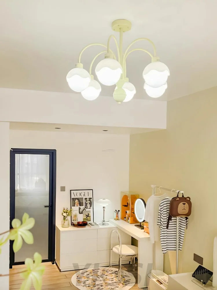 Creamy Lychee Matcha Chandelier with 4/6 heads - Zahara-1-Yiosilamp
