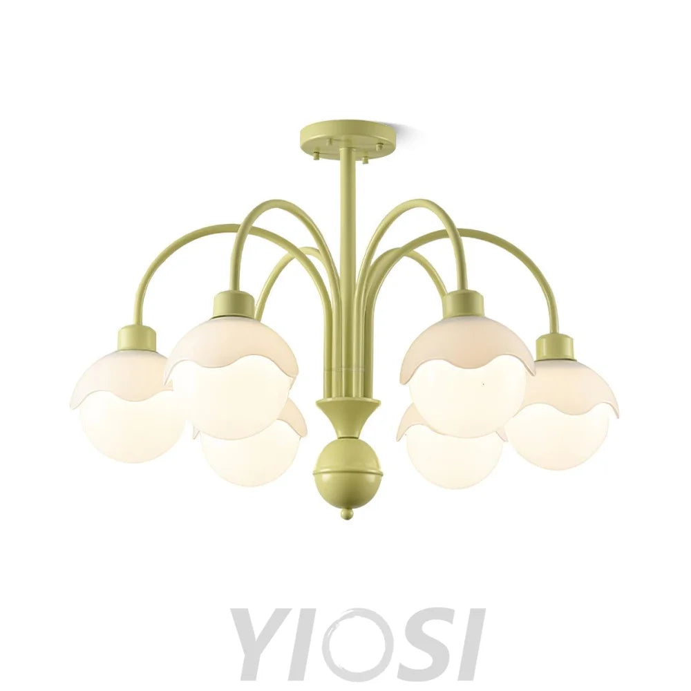 Creamy Lychee Matcha Chandelier with 4/6 heads - Zahara-1-Yiosilamp