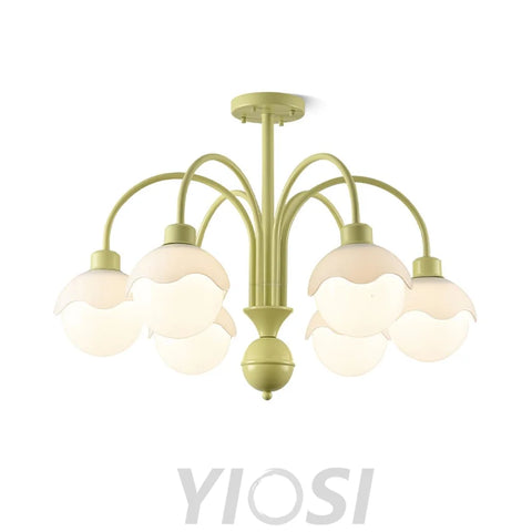 Creamy Lychee Matcha Chandelier with 4/6 heads - Zahara-1-Yiosilamp