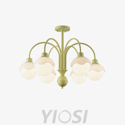 Creamy Lychee Matcha Chandelier with 4/6 heads - Zahara-1-Yiosilamp