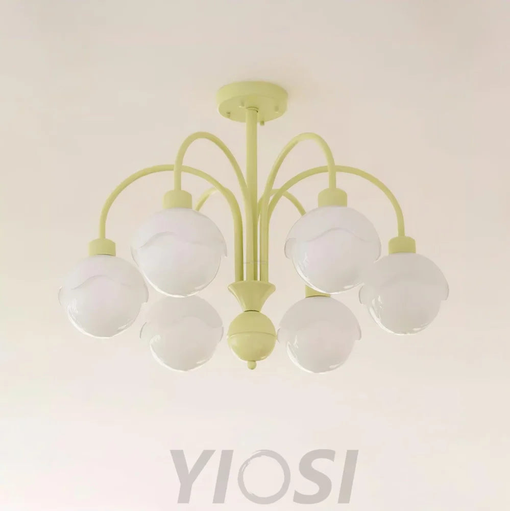 Creamy Lychee Matcha Chandelier with 4/6 heads - Zahara-1-Yiosilamp