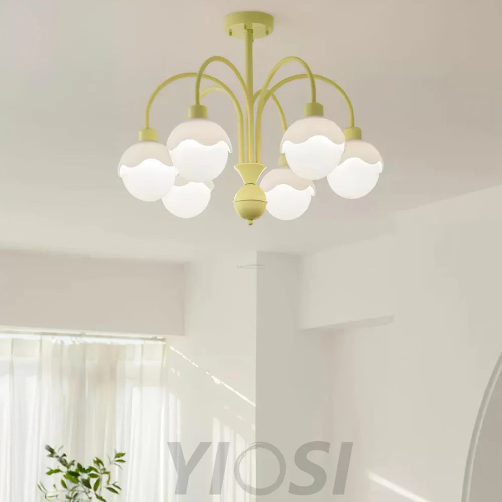 Creamy Lychee Matcha Chandelier with 4/6 heads - Zahara-1-Yiosilamp