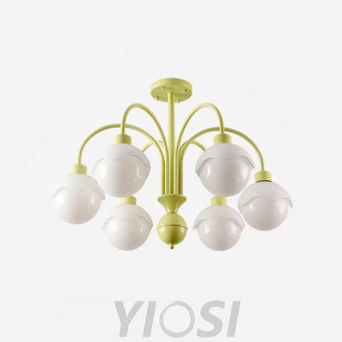 Creamy Lychee Matcha Chandelier with 4/6 heads - Zahara-1-Yiosilamp