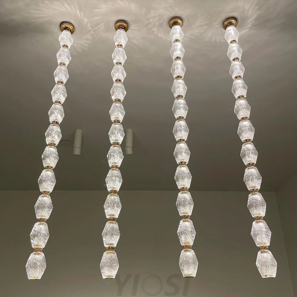 Creative Glass Pearl Necklace Pendnat Chandelier 24 Lights/Vertical/L2’’*W2’’*H26.2’’ /