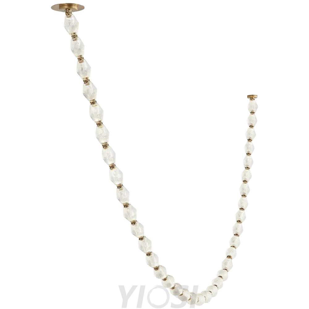 Creative Glass Pearl Necklace Pendnat Chandelier 84 Lights/L2’’*W2’’*H89.7’’ / Brass