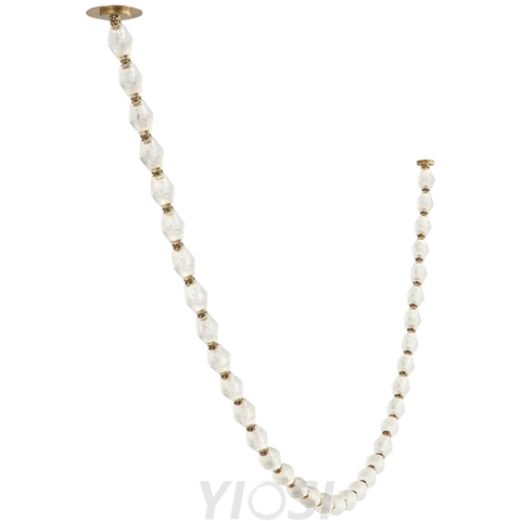Creative Glass Pearl Necklace Pendnat Chandelier 84 Lights/L2’’*W2’’*H89.7’’ / Brass