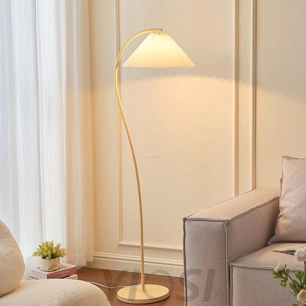 Crescini Pleated Floor Lamp ∅ 11.8″ - Drapery-1-Yiosilamp