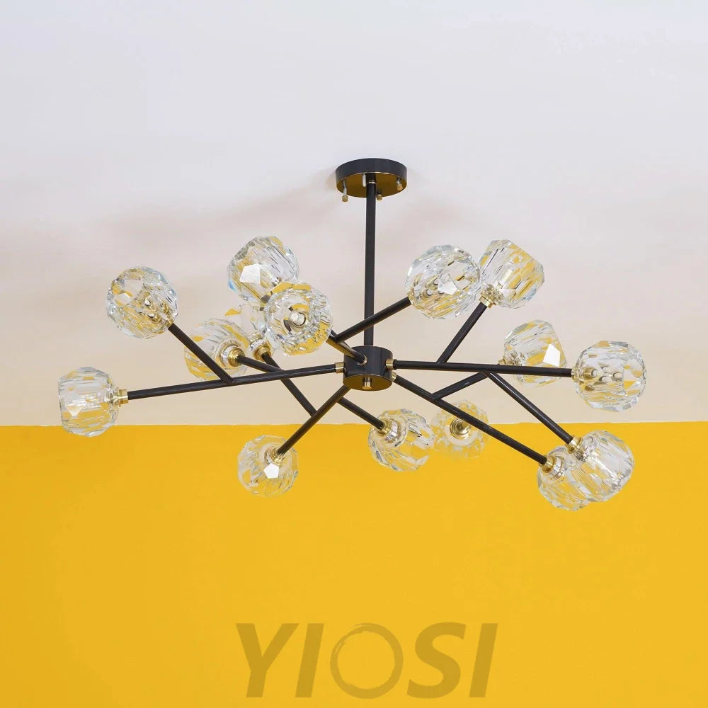 Crystal Ball Round Cluster Chandelier with 6/9/12/15/18 heads - Yiosilamp