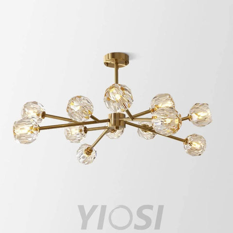 Crystal Ball Round Cluster Chandelier with 6/9/12/15/18 heads - Yiosilamp