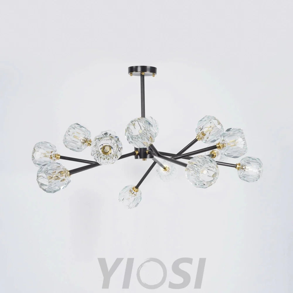 Crystal Ball Round Cluster Chandelier with 6/9/12/15/18 heads - Yiosilamp