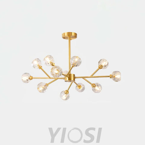 Crystal Ball Round Cluster Chandelier with 6/9/12/15/18 heads - Yiosilamp