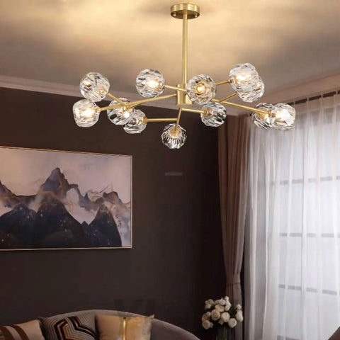 Crystal Ball Round Cluster Chandelier with 6/9/12/15/18 heads - Yiosilamp