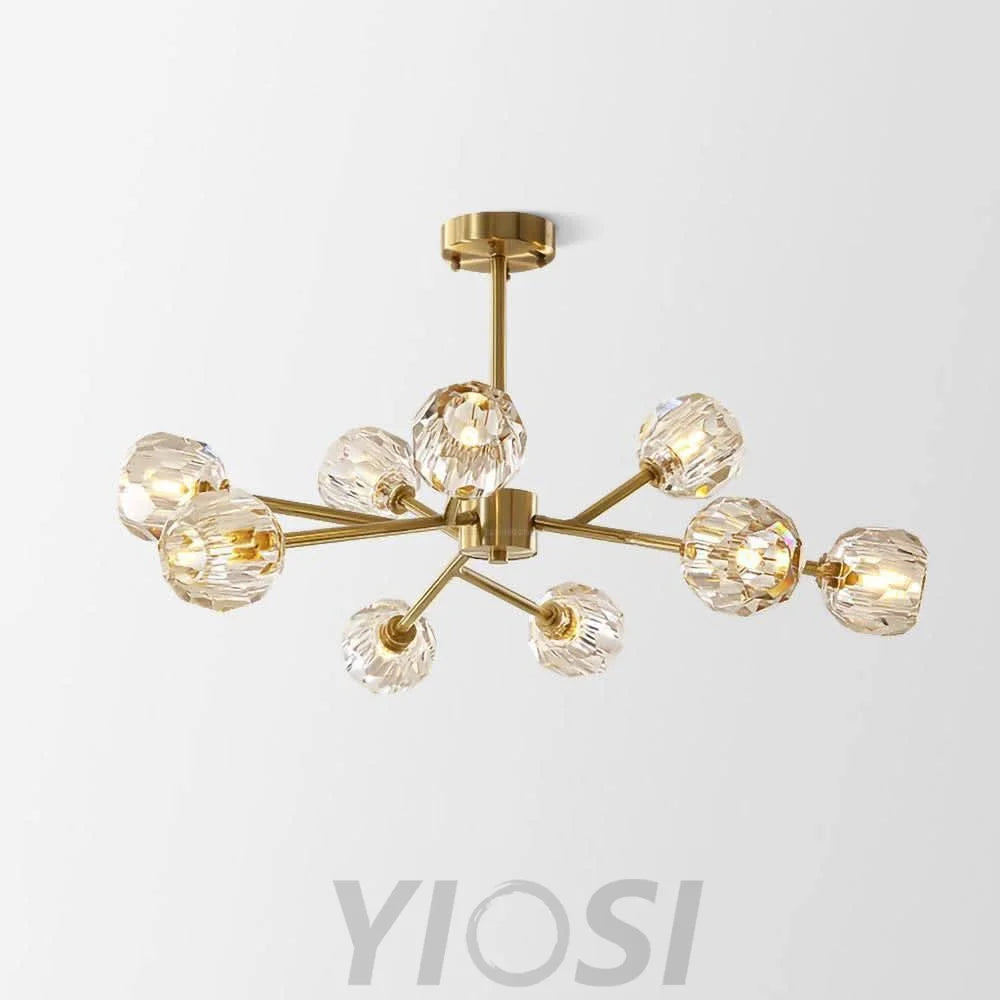 Crystal Ball Round Cluster Chandelier with 6/9/12/15/18 heads - Yiosilamp