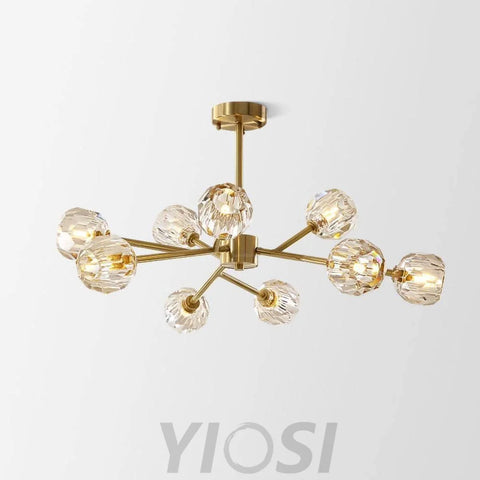 Crystal Ball Round Cluster Chandelier with 6/9/12/15/18 heads - Yiosilamp