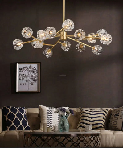 Crystal Ball Round Cluster Chandelier with 6/9/12/15/18 heads - Yiosilamp