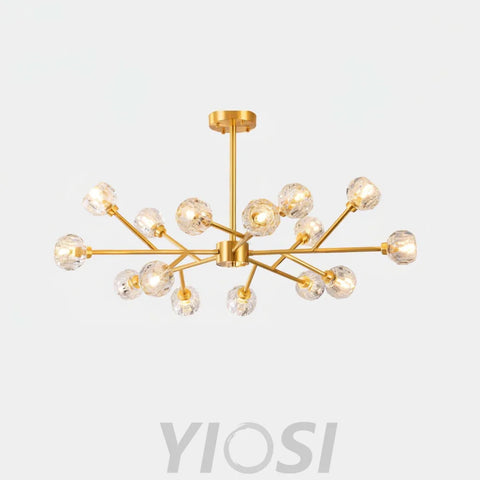 Crystal Ball Round Cluster Chandelier with 6/9/12/15/18 heads - Yiosilamp