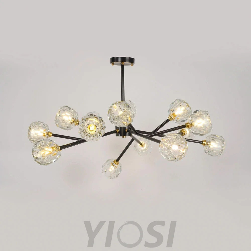 Crystal Ball Round Cluster Chandelier with 6/9/12/15/18 heads - Yiosilamp