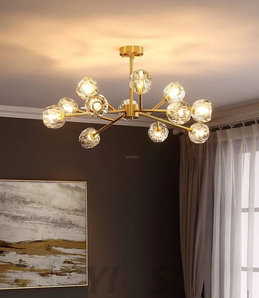 Crystal Ball Round Cluster Chandelier with 6/9/12/15/18 heads - Yiosilamp