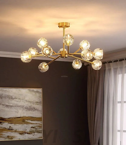 Crystal Ball Round Cluster Chandelier with 6/9/12/15/18 heads - Yiosilamp