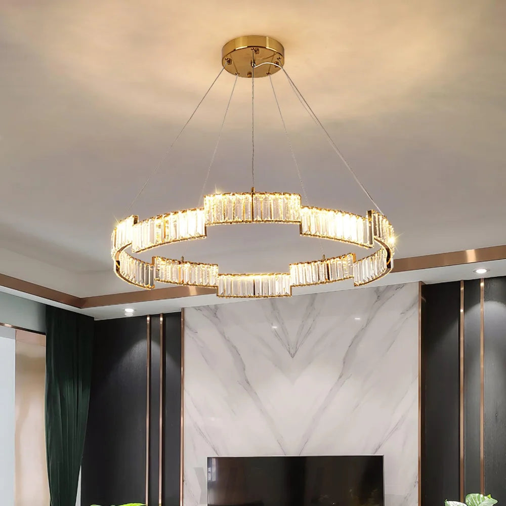 Stella Crystal Chandelier – Copper Finish Clear Crystal LED Ceiling Light