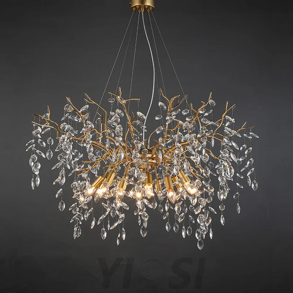 Crystal Chandelier Lighting Raindrop Large Hanging Ceiling Light Fixture Branch