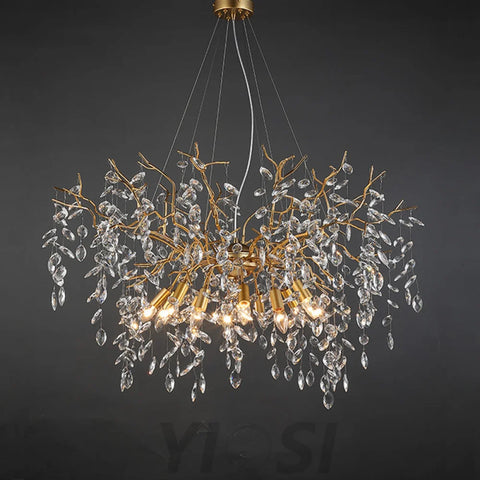 Crystal Chandelier Lighting Raindrop Large Hanging Ceiling Light Fixture Branch