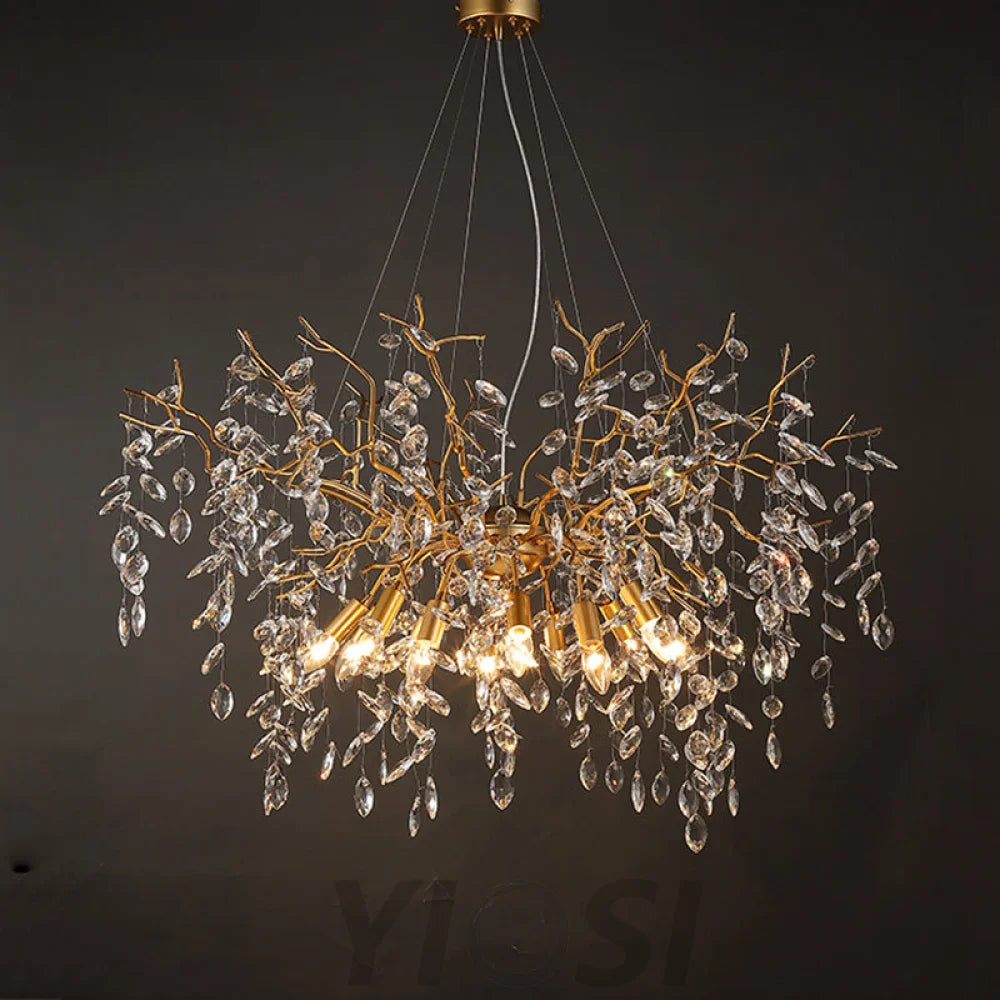 Crystal Chandelier Lighting Raindrop Large Hanging Ceiling Light Fixture Branch