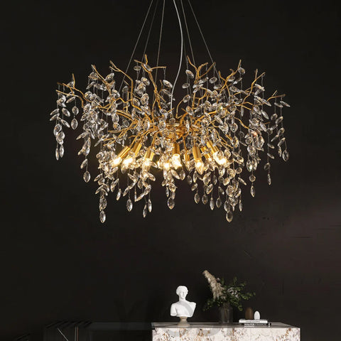 Crystal Chandelier Lighting Raindrop Large Hanging Ceiling Light Fixture Branch