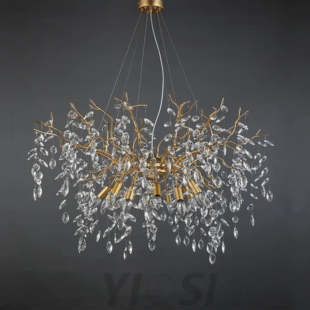 Crystal Chandelier Lighting Raindrop Large Hanging Ceiling Light Fixture Branch