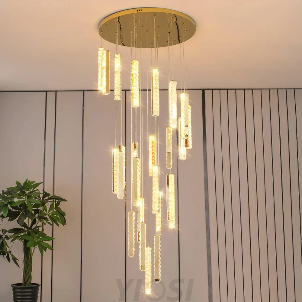 Villa Forci Crystal Chandelier with Gold & Clear Crystals, 12-24 Heads