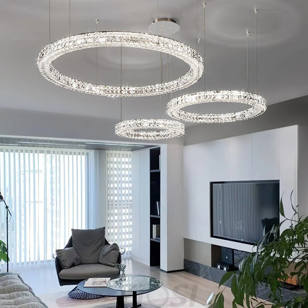 Spiridon Crystal Chandelier with Integrated LED – Silver Finish