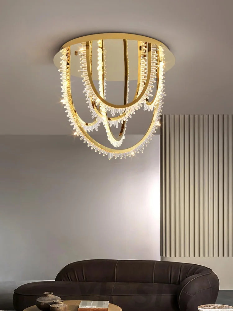 Crystal Corde Ceiling Light ∅ 19.7″ - Semi Flush Mounts, Straps-1-Yiosilamp