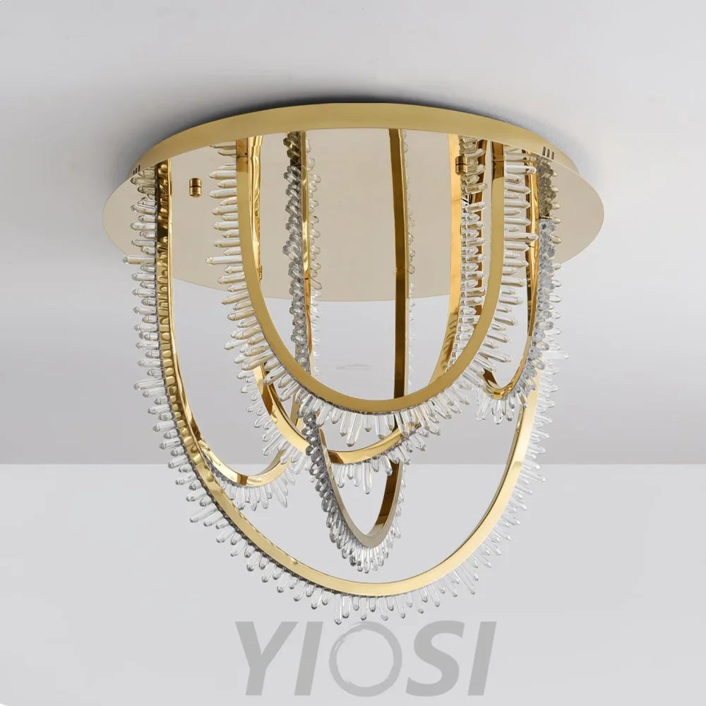 Crystal Corde Ceiling Light ∅ 19.7″ - Semi Flush Mounts, Straps-1-Yiosilamp