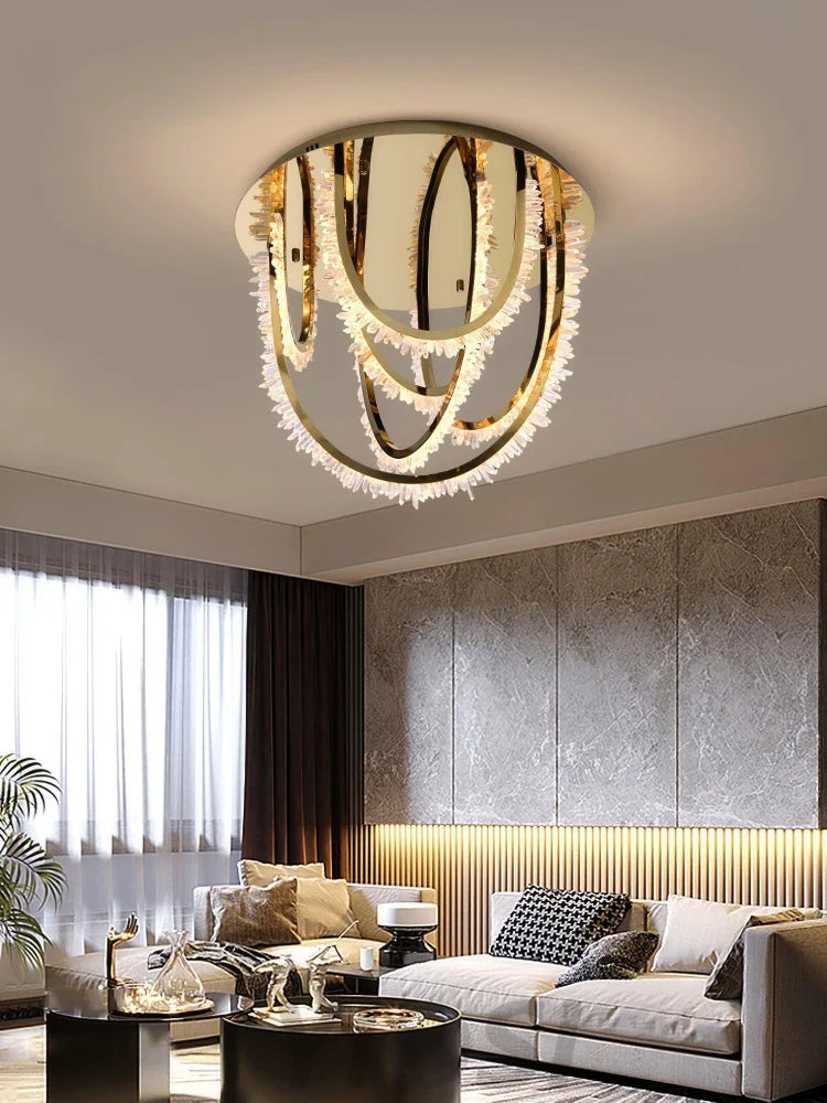 Crystal Corde Ceiling Light ∅ 19.7″ - Semi Flush Mounts, Straps-1-Yiosilamp