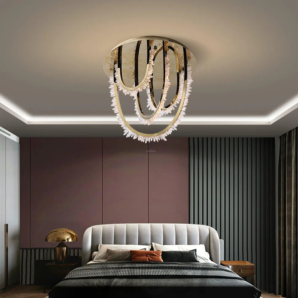 Crystal Corde Ceiling Light ∅ 19.7″ - Semi Flush Mounts, Straps-1-Yiosilamp