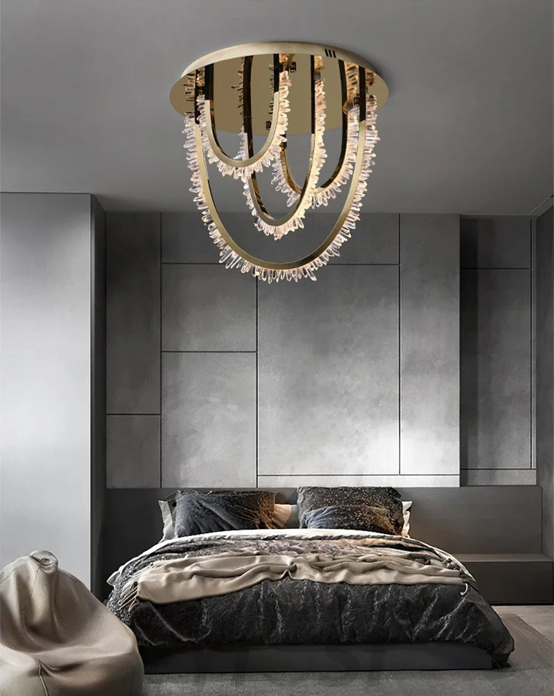 Crystal Corde Ceiling Light ∅ 19.7″ - Semi Flush Mounts, Straps-1-Yiosilamp