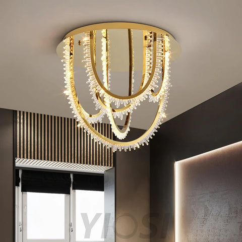 Crystal Corde Ceiling Light ∅ 19.7″ - Semi Flush Mounts, Straps-1-Yiosilamp