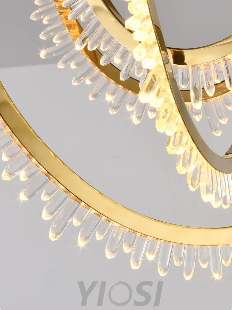 Crystal Corde Ceiling Light ∅ 19.7″ - Semi Flush Mounts, Straps-1-Yiosilamp