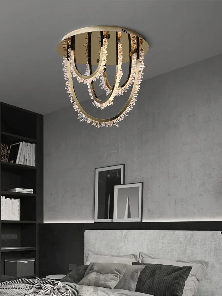 Crystal Corde Ceiling Light ∅ 19.7″ - Semi Flush Mounts, Straps-1-Yiosilamp