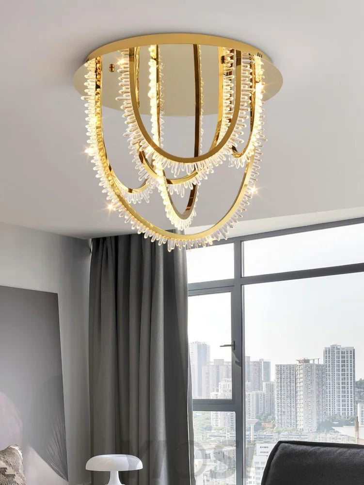 Crystal Corde Ceiling Light ∅ 19.7″ - Semi Flush Mounts, Straps-1-Yiosilamp