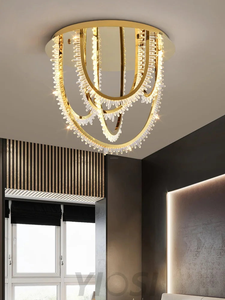 Crystal Corde Ceiling Light ∅ 19.7″ - Semi Flush Mounts, Straps-1-Yiosilamp