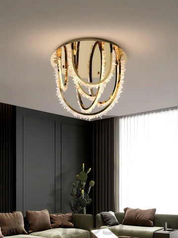 Crystal Corde Ceiling Light ∅ 19.7″ - Semi Flush Mounts, Straps-1-Yiosilamp