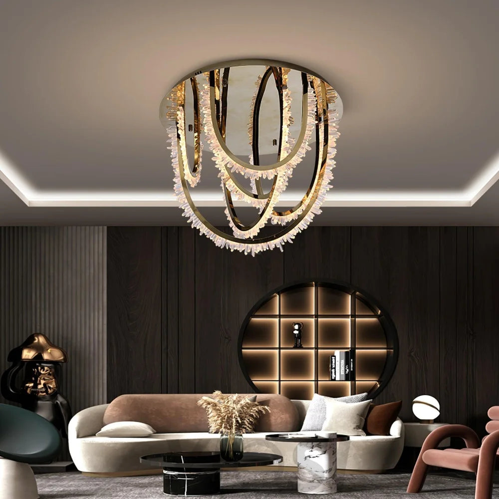 Crystal Corde Ceiling Light ∅ 19.7″ - Semi Flush Mounts, Straps-1-Yiosilamp