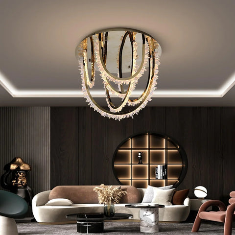 Crystal Corde Ceiling Light ∅ 19.7″ - Semi Flush Mounts, Straps-1-Yiosilamp