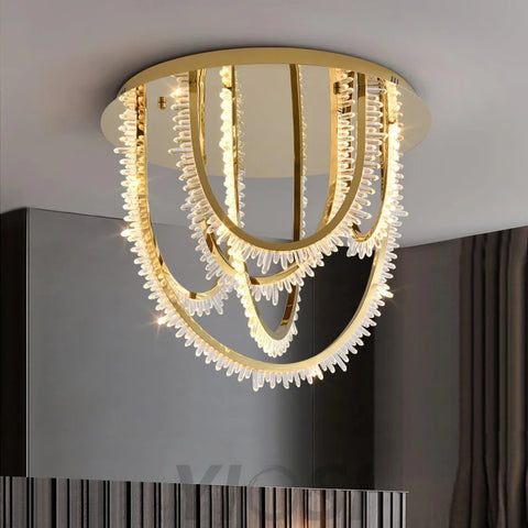 Crystal Corde Ceiling Light ∅ 19.7″ - Semi Flush Mounts, Straps-1-Yiosilamp