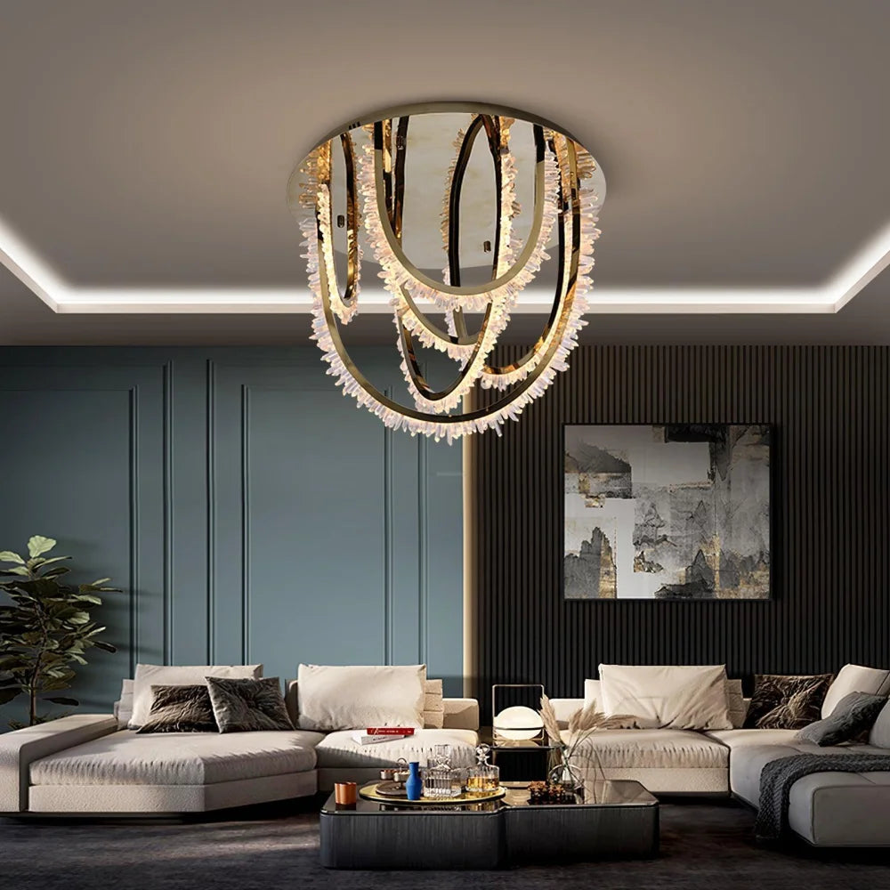 Crystal Corde Ceiling Light ∅ 19.7″ - Semi Flush Mounts, Straps-1-Yiosilamp